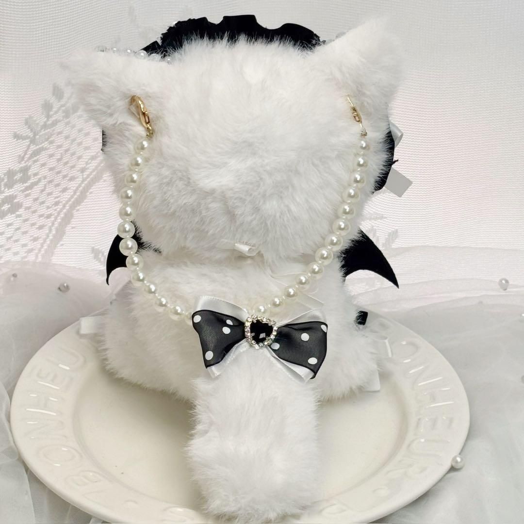 10cm おすわり ちびぐるみ ぬい服 着ぐるみ 白黒 猫耳 推しぬい しっぽ