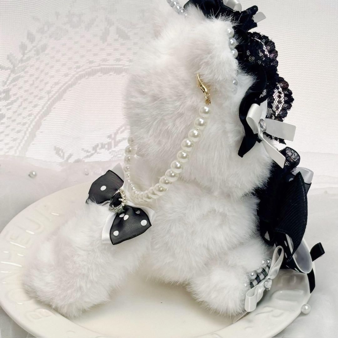 10cm おすわり ちびぐるみ ぬい服 着ぐるみ 白黒 猫耳 推しぬい しっぽ