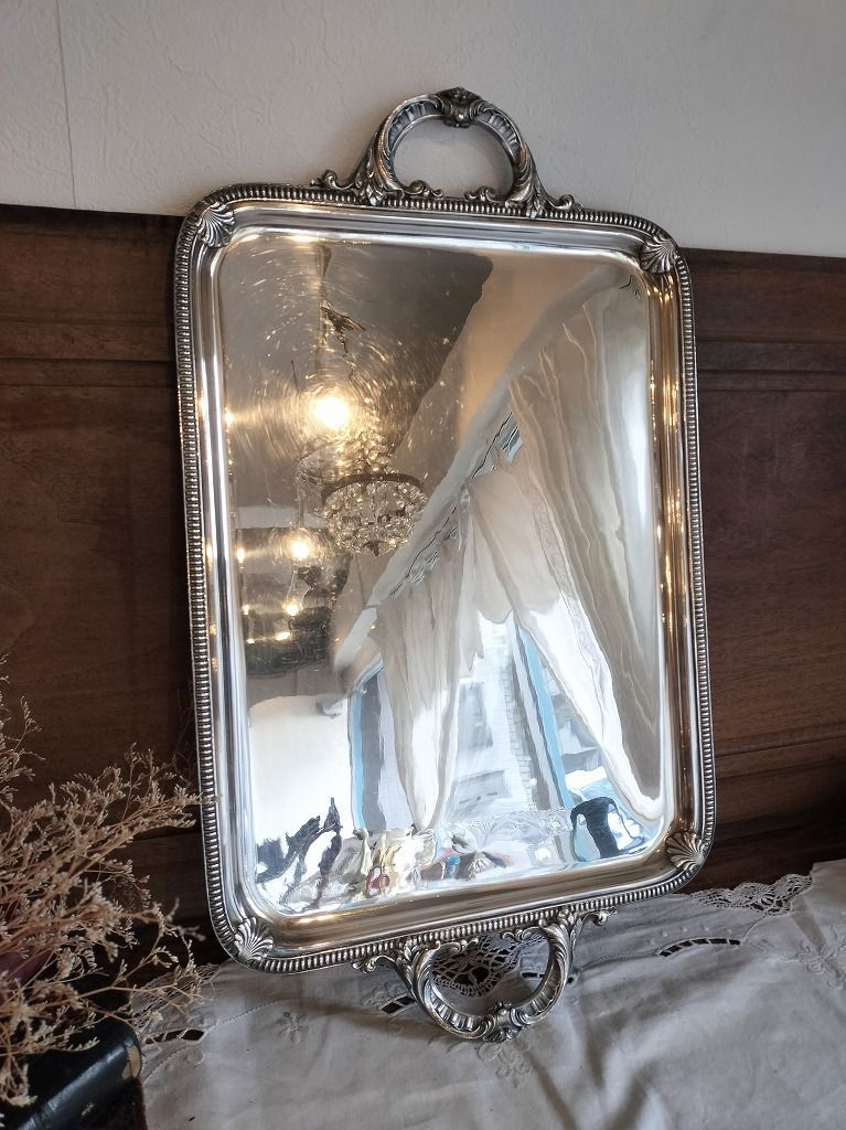 フランス アンティーク 銀メッキ ティーポット トレーつき 4点セット