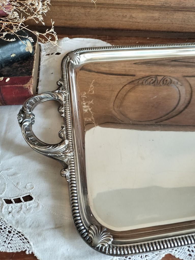 フランス アンティーク 銀メッキ ティーポット トレーつき 4点セット