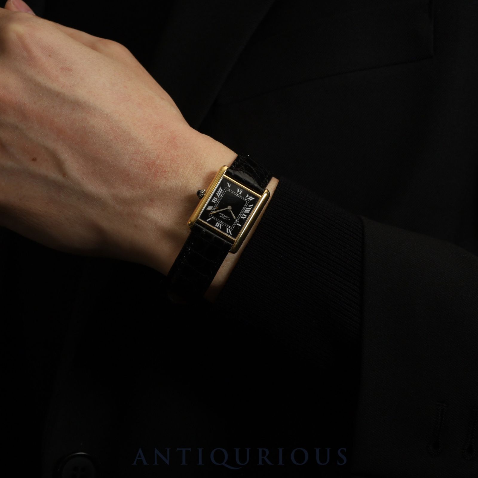 カルティエ マストタンク LM 手巻き Cal.- SV925 革 純正尾錠（GP