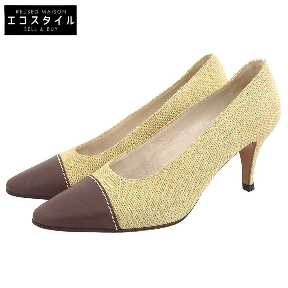 CHANEL シャネル バイカラー パンプス シューズ レディース ブラウン