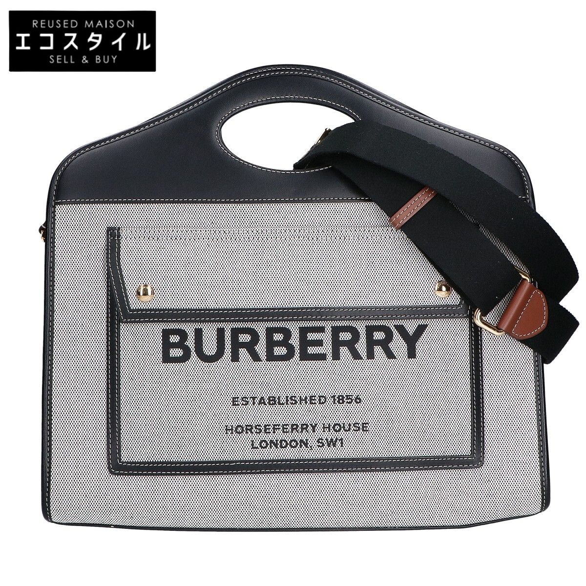 BURBERRY バーバリー 美品 8036785 ミディアム ポケットトートバッグ