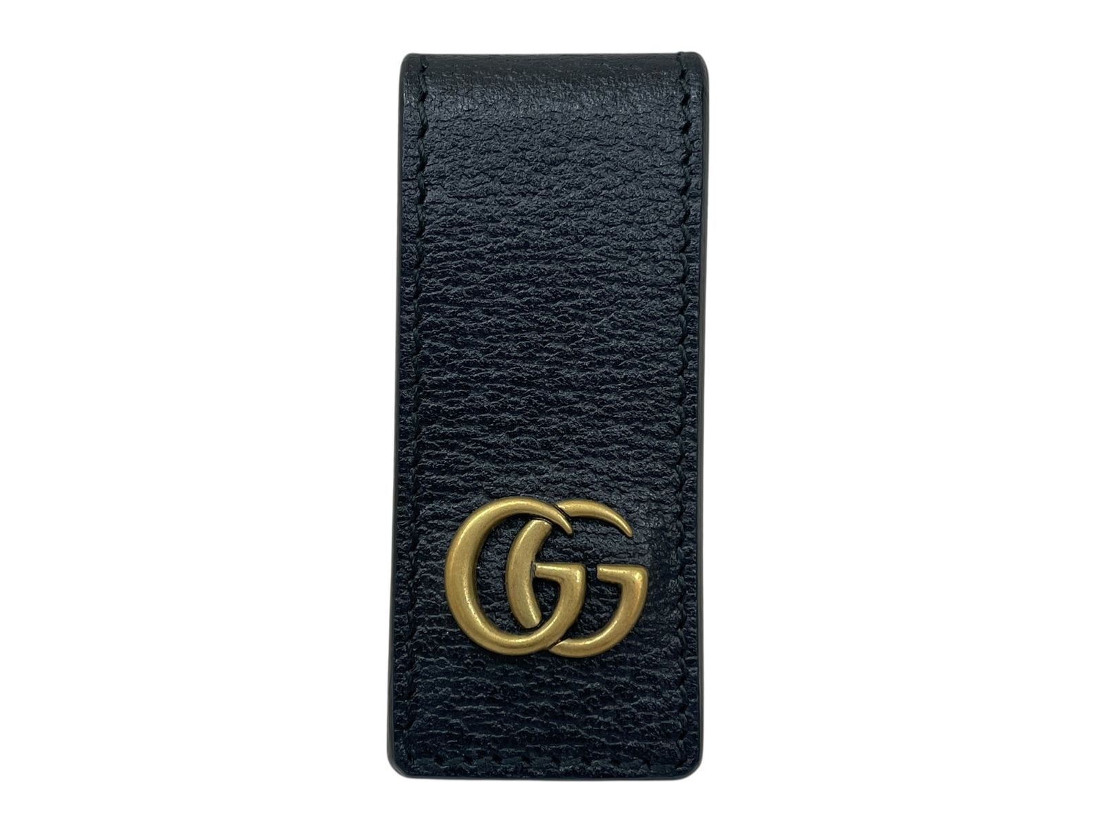 ‼️美品‼️ グッチ　マネークリップ　GGマーモント GUCCI (グッチ) GGマーモント レザーマネークリップ ブラック 黒