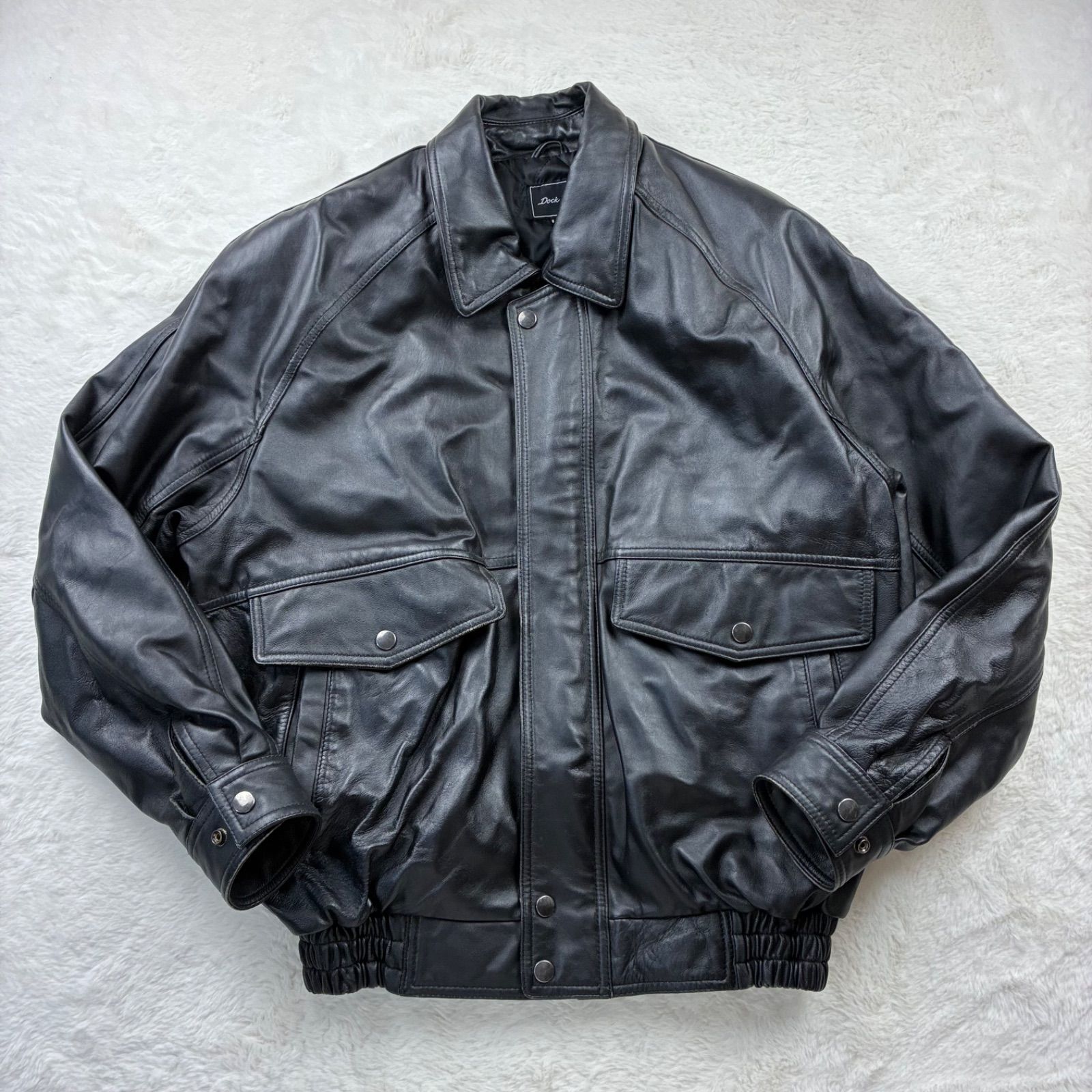 G-1 羊革 ラムスキン シープレザー ブラック 短丈ブルゾン ジャケット 古着 レザージャケット フライトジャケット メンズ 羊革ジャケット シープ