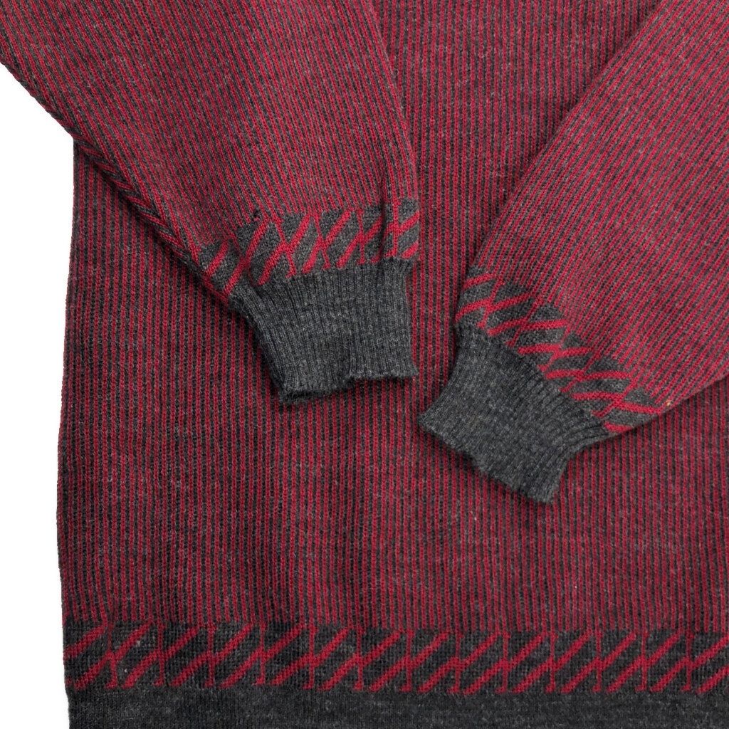 イタリア製 OTTIMO 注文 ウールセーター ストライプ レッド(メンズ L