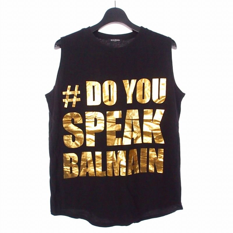 BALMAIN バルマン　ノースリーブ　タンクトップ　34 バルマン BALMAIN タンクトップ ノースリーブ カットソー 34 ブラック