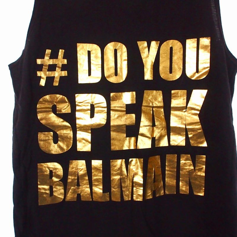 バルマン BALMAIN タンクトップ ノースリーブ カットソー 34 ブラック