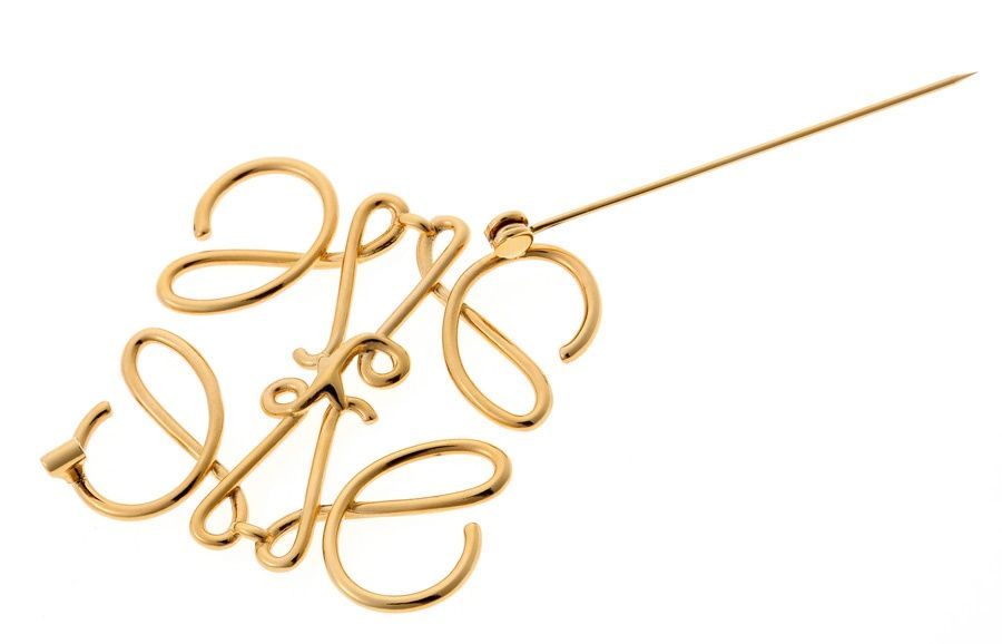 ロエベ / LOEWE アナグラム ブローチ 111.25.020 メタル ゴールド