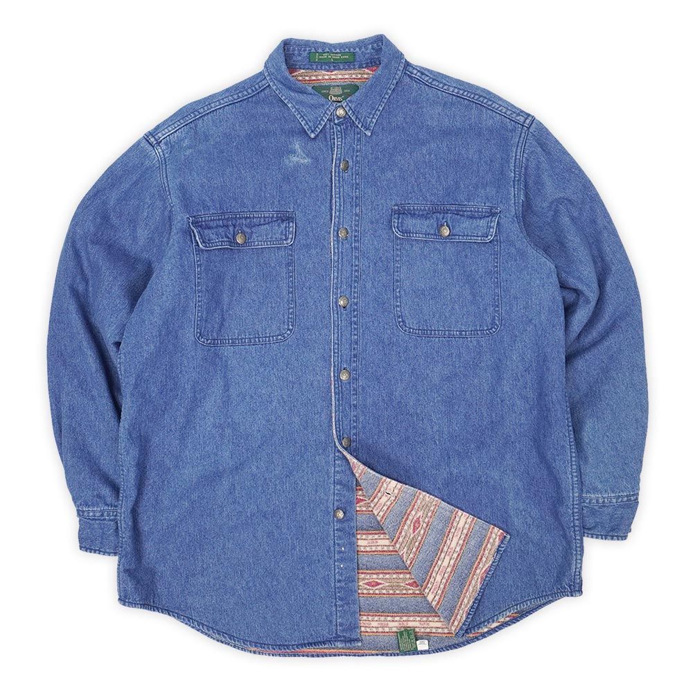 オービス ORVIS 90s 90年代 デニムワークシャツ ネイティブ柄 総柄