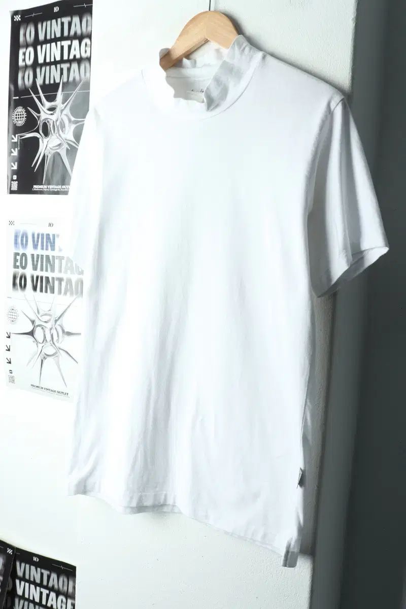 (XL) YOHJI YAMAMOTO ヨウジヤマモト 半袖 Tシャツ 白 無地 タートルネック-166FA