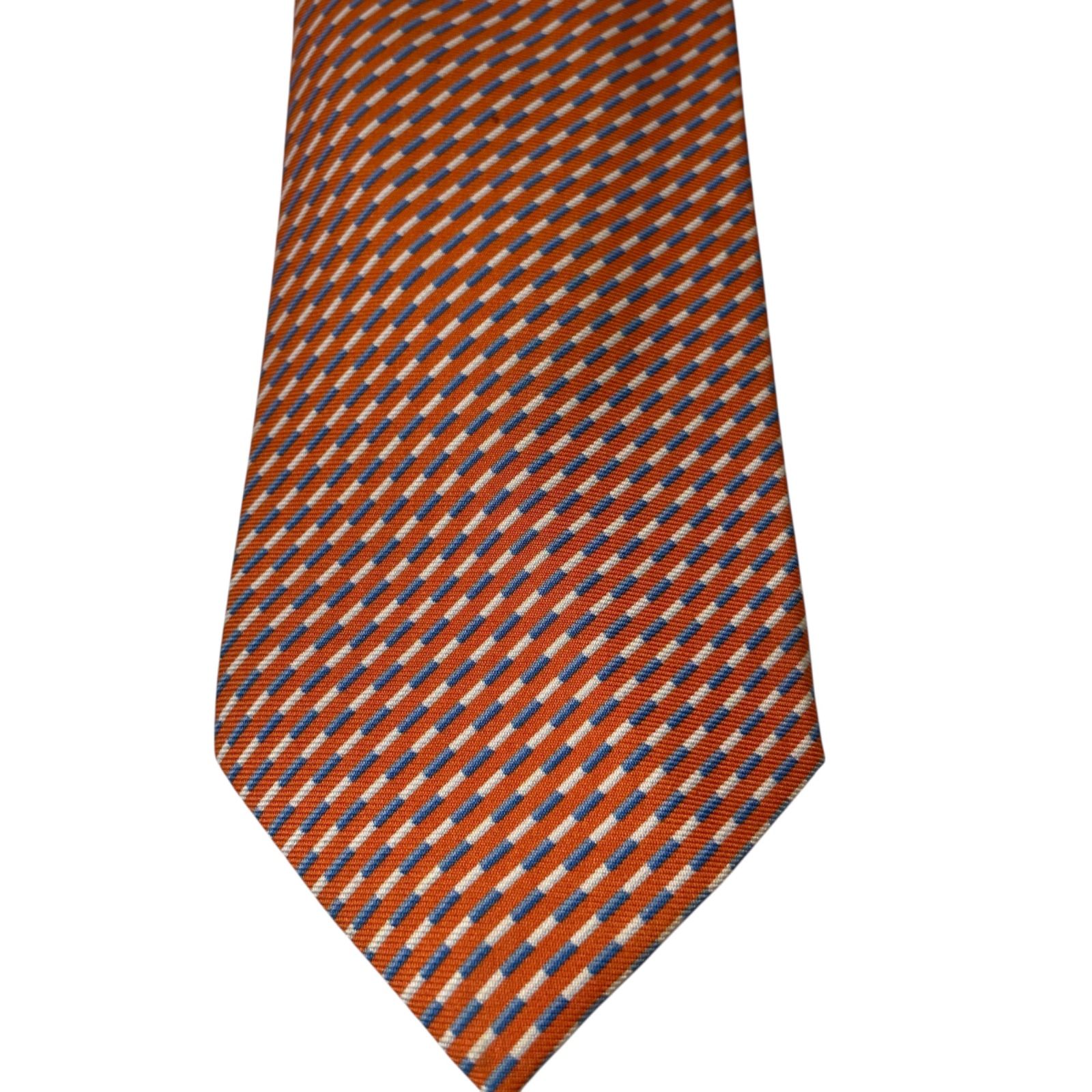 HERMES-PARIS オレンジ シルク ネクタイ HERMES（エルメス） ネクタイ クラヴァット ヘヴィシルクタイ 7CM