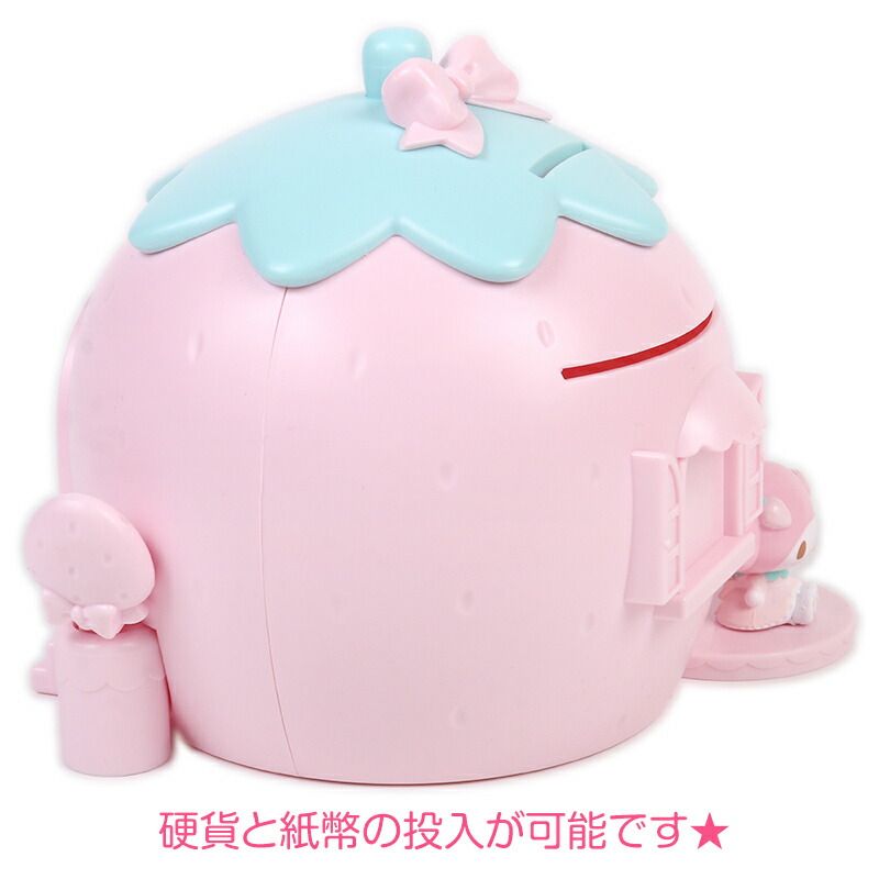 マイメロディ 貯金箱 いちご ハウス形 コインバンク 紙幣OK かわいい