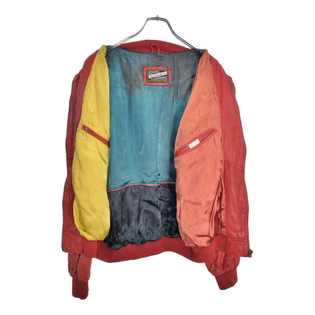 American Basucs レザー ボンバージャケット レッド(メンズ L)中古