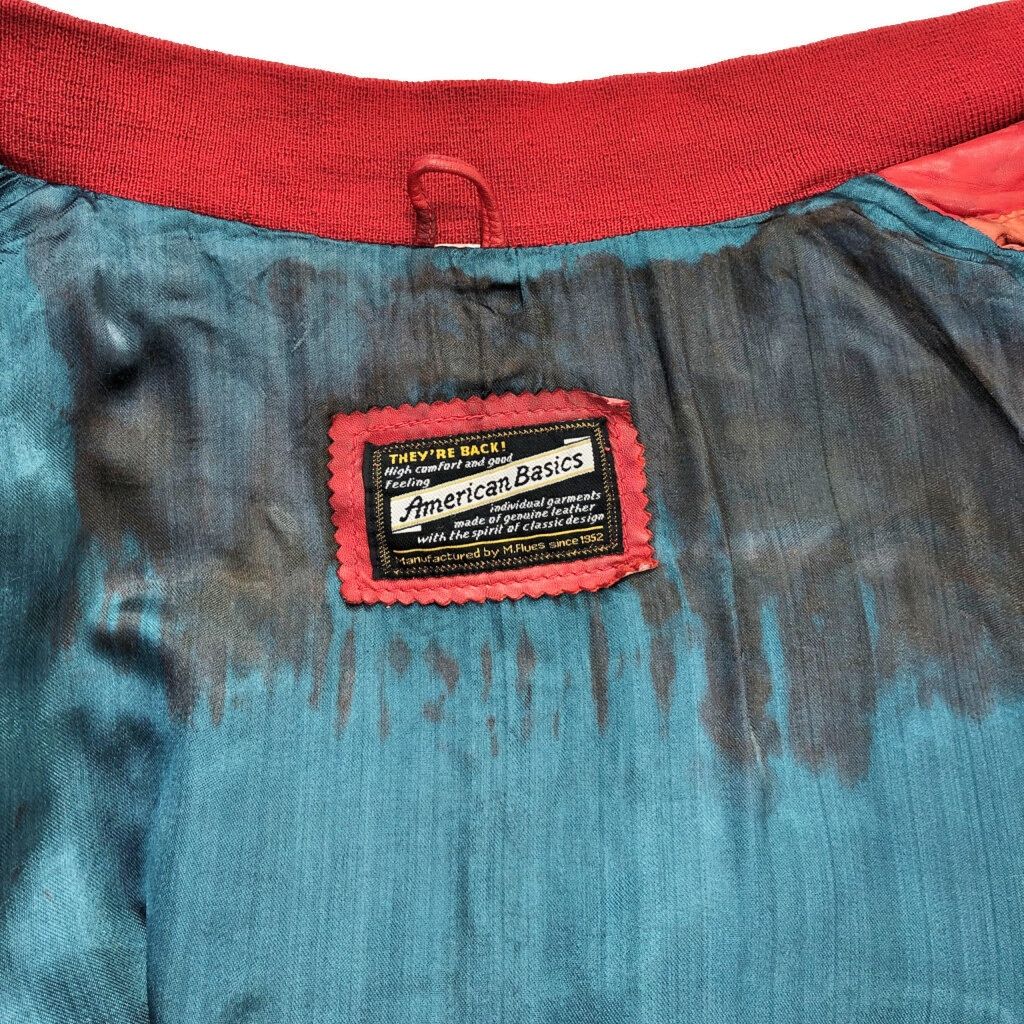 American Basucs レザー ボンバージャケット レッド(メンズ L)中古