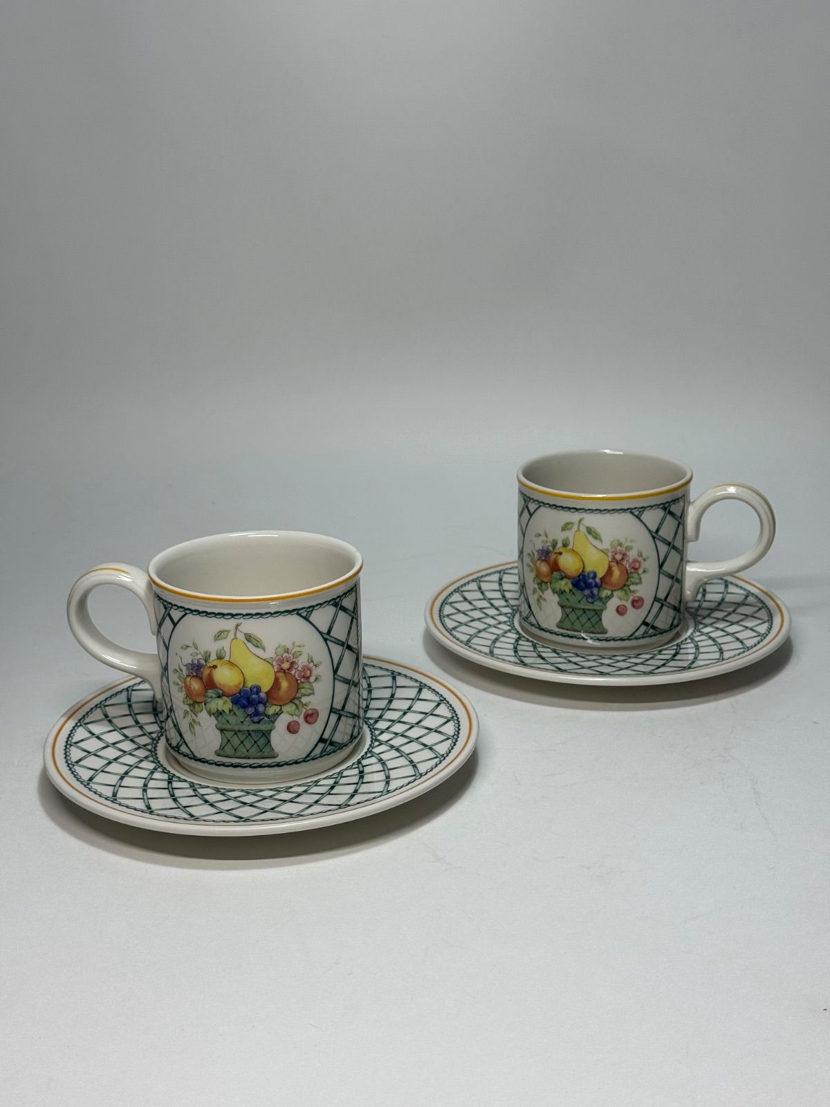 希少【未使用・保管品】ビレロイボッホ　バスケット　スープカップ＆ソーサー2客 Villeroy &Boch ビレロイ&ボッホ 「バスケット 」カップ&ソーサー 2客