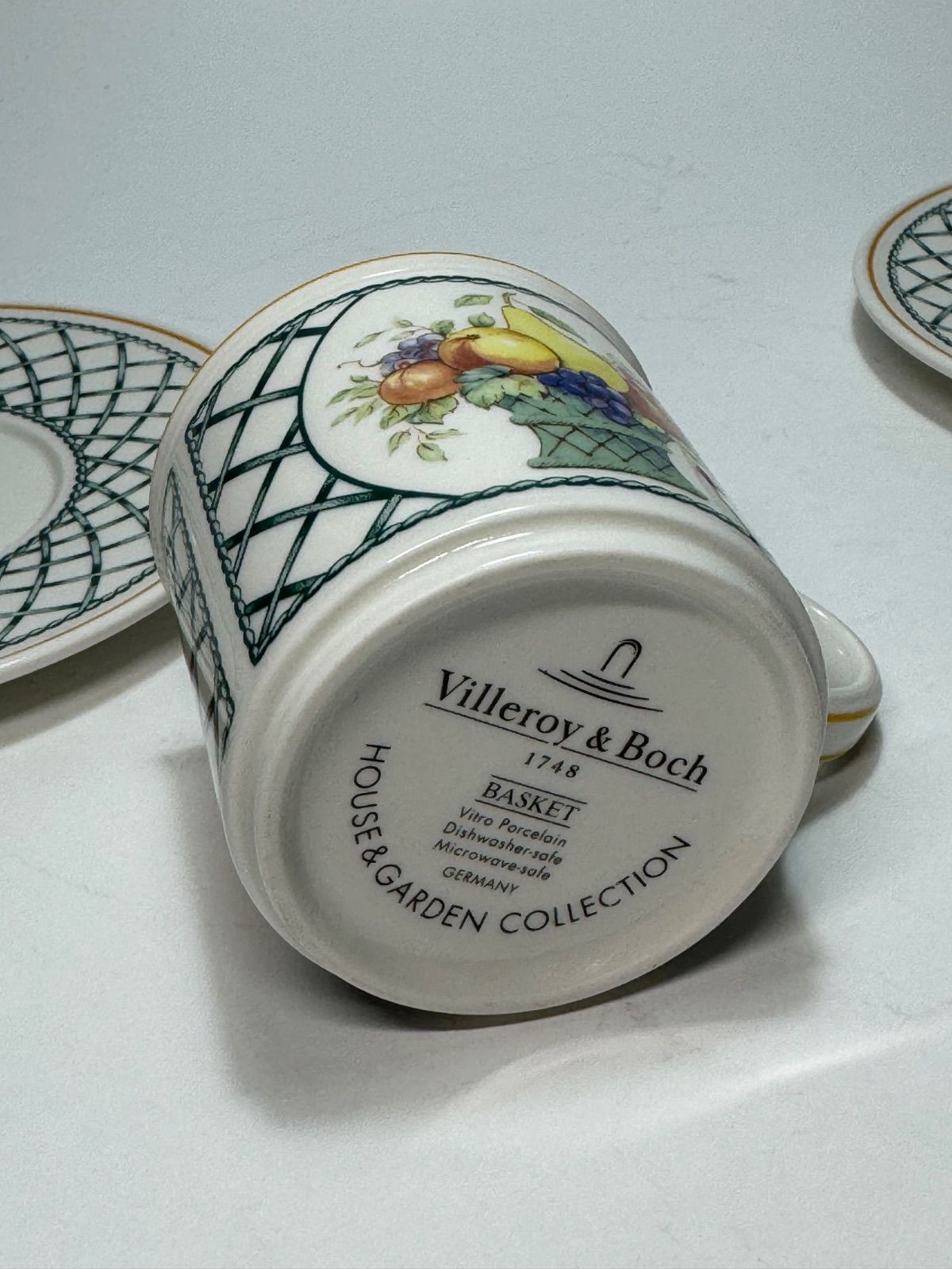 Villeroy &Boch ビレロイ&ボッホ 「バスケット 」カップ&ソーサー 2客セット 美品！