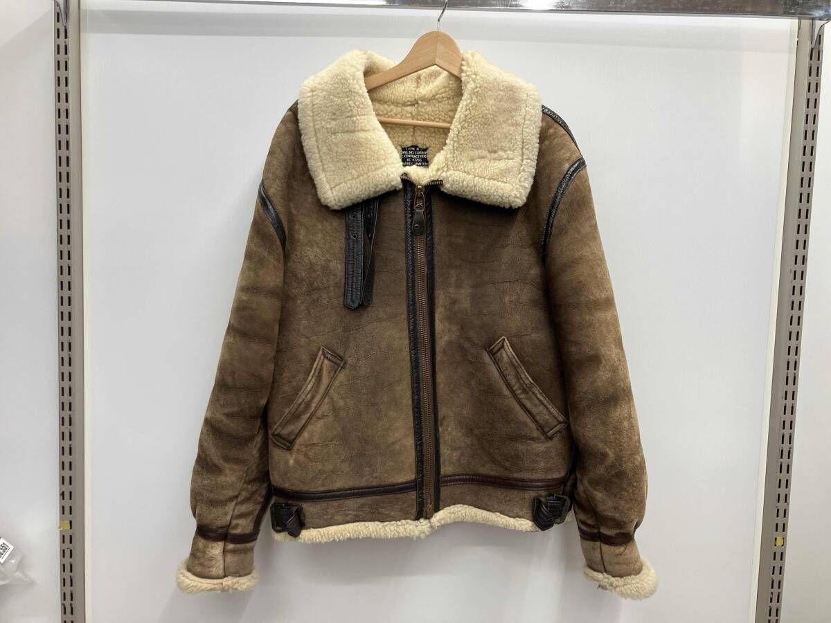 アヴィレックス　B-3 フライトジャケット　ムートン　ボア　ブラウン　XL 中古・古着通販】AVIREX (アヴィレックス) B-3 ムートン フライト