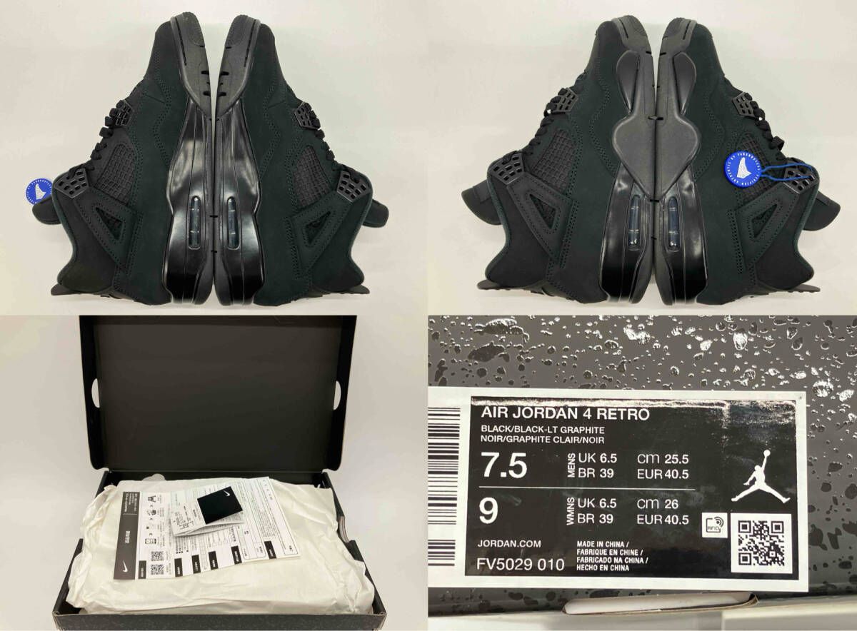 鑑定済】NIKE AIR JORDAN 4 RETRO FV5029 010 Black Cat ナイキ エア 