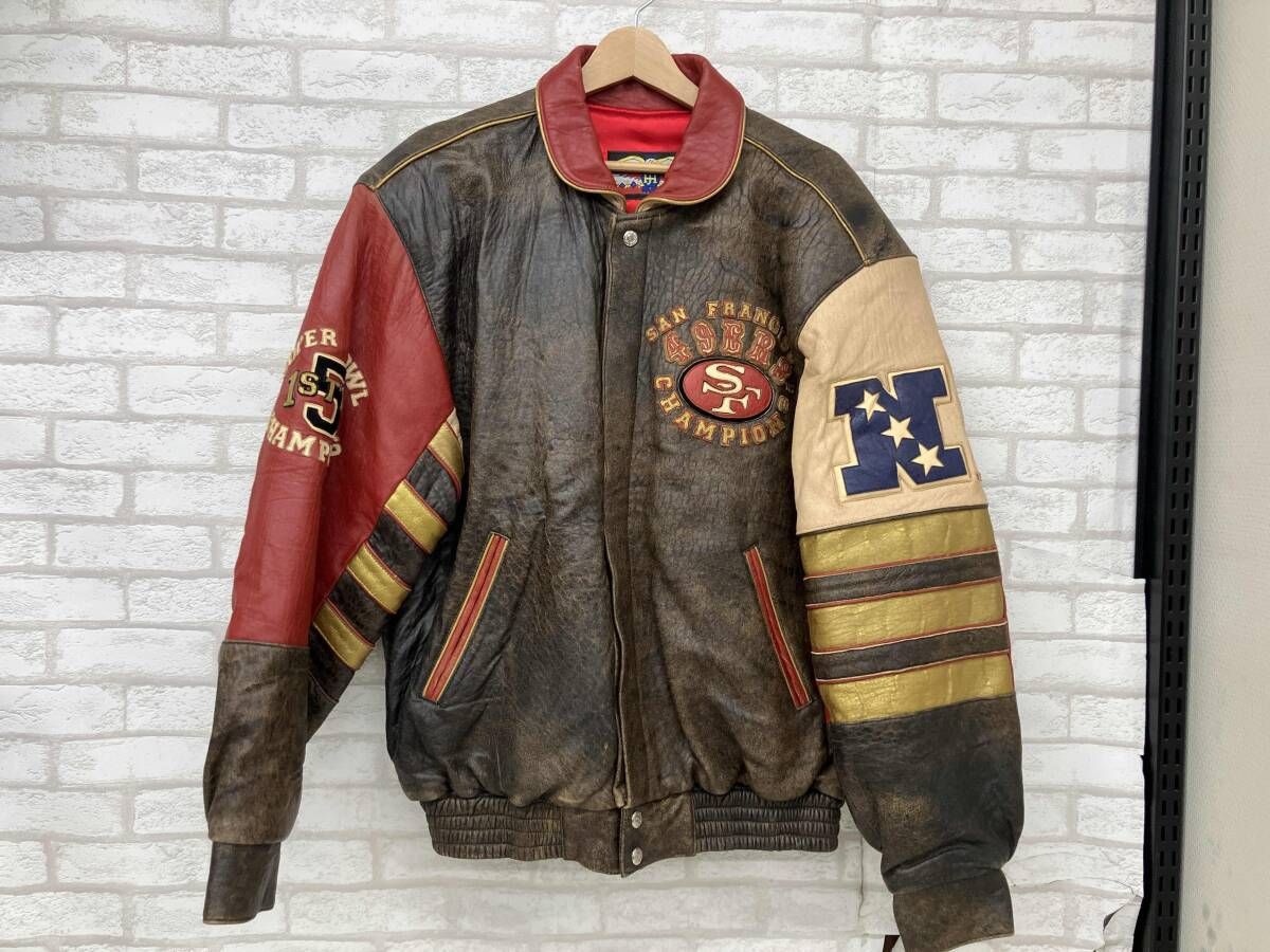 49ERS レザー ジャケット　JEFF HAMILTON ジェフハミルトン ジェフハミルトン JEFF HAMILTONNFL NFL 49ERS XXIX 1995年 優勝記念
