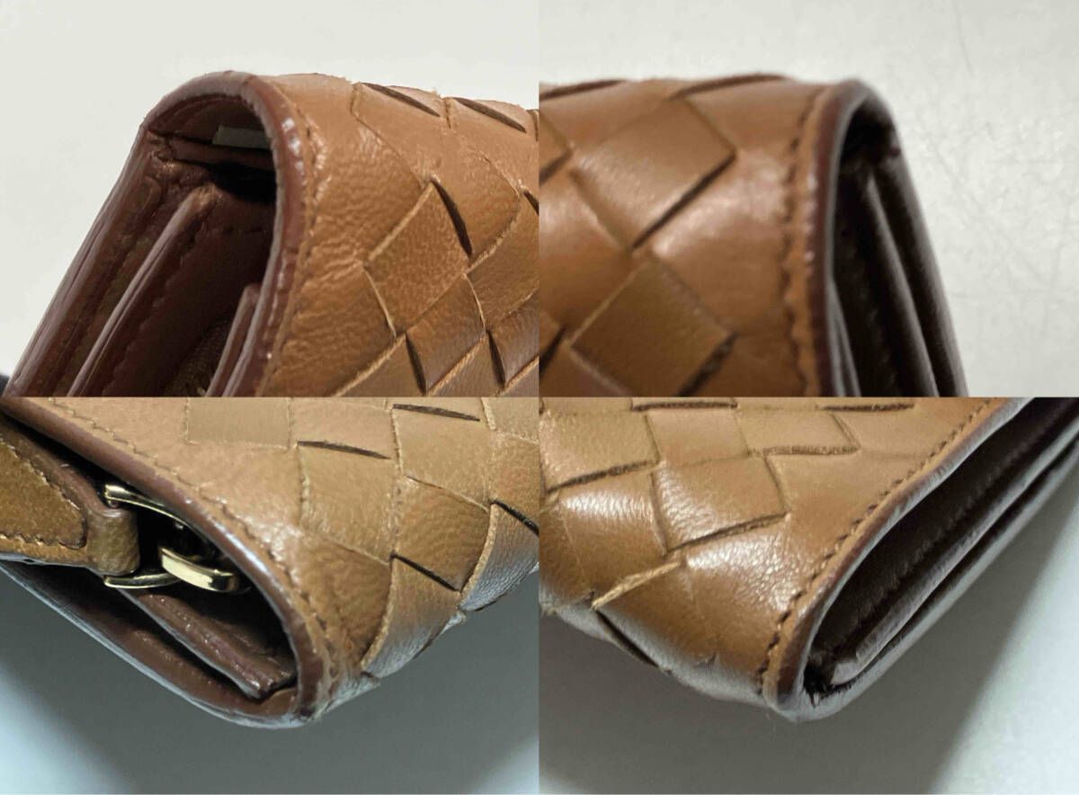 BOTTEGA VENETA イントレチャート フラップ長財布 ブラウン ボッテガ