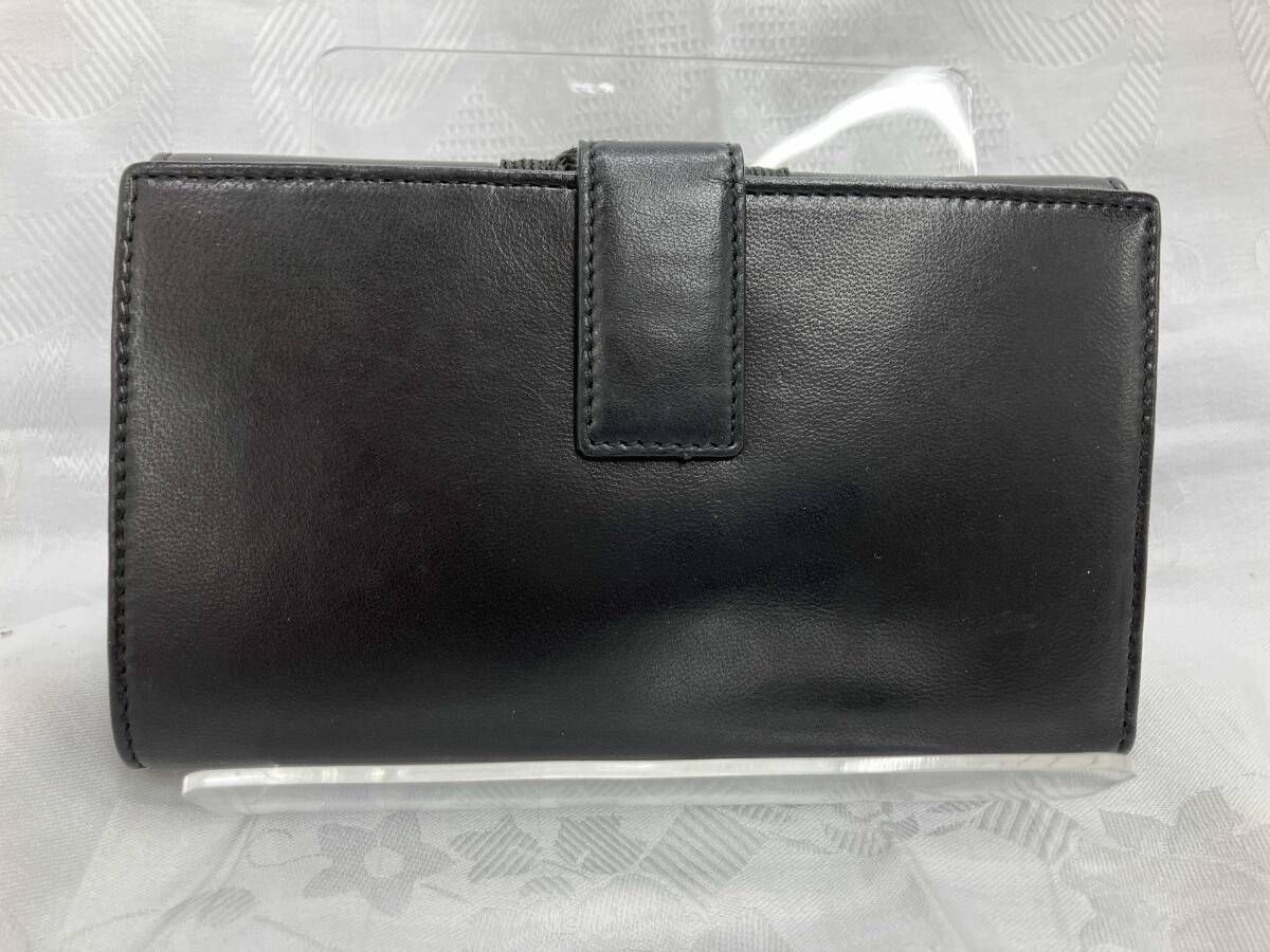 Christian Dior ディオール Wホック二つ折り財布 レザー 革 ブラック