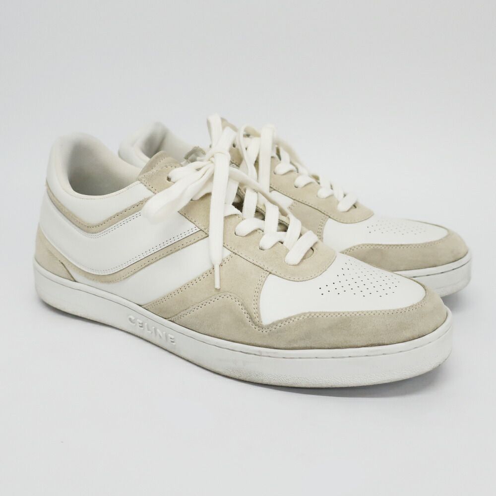 天白】セリーヌ スニーカー ローカット レースアップ ホワイト系 白