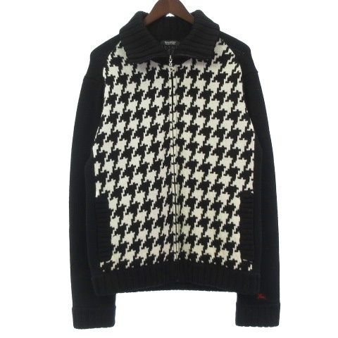 美品✨バーバリーブラックレーベル ニットジャケット 千鳥柄 黒／白 サイズM バーバリーブラックレーベル BURBERRY BLACK LABEL 美品 ニット