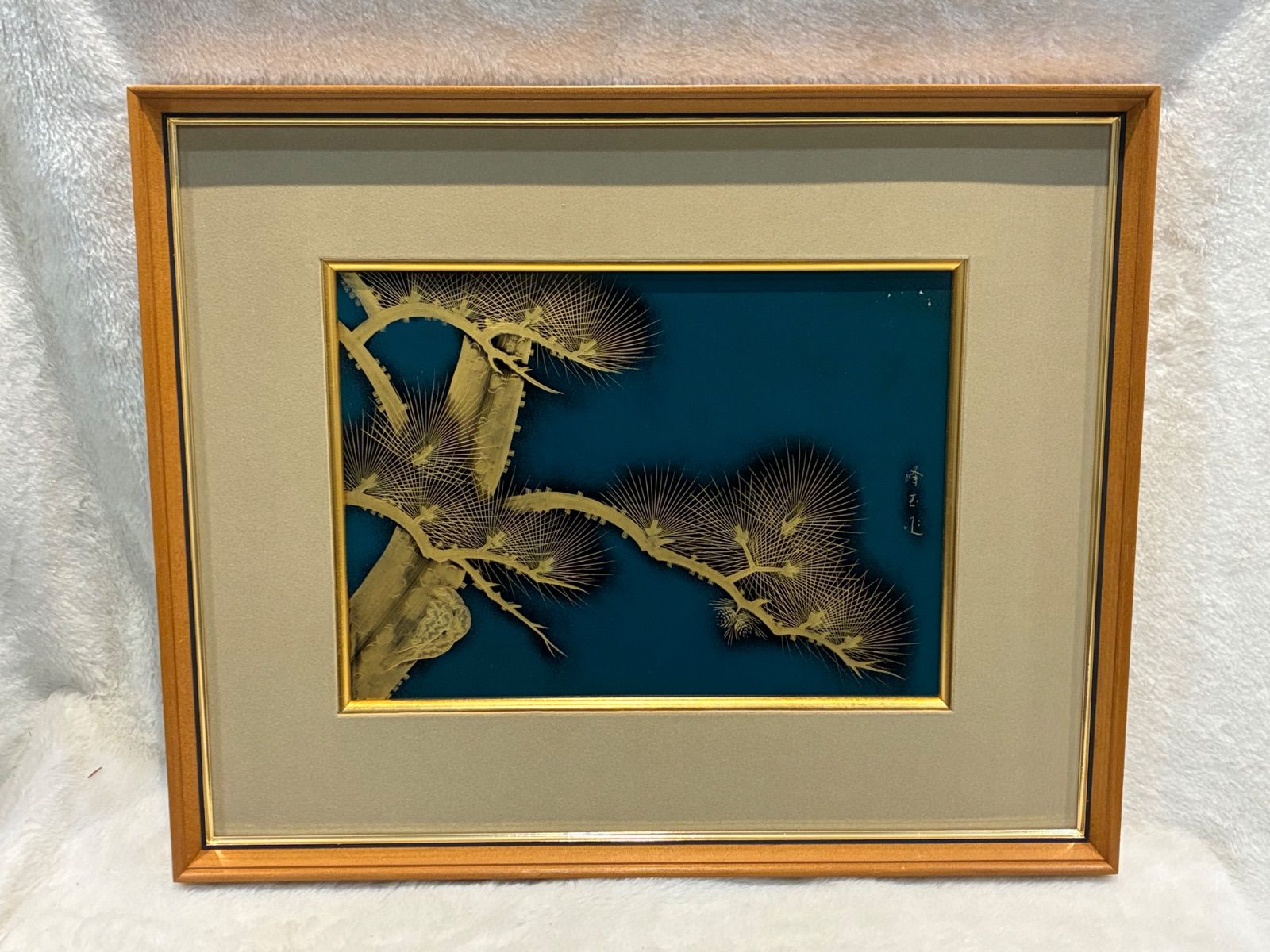 輪島塗] 松紋 漆額 落款あり 縁起物 工芸品 金沢 伝統美術品 額装