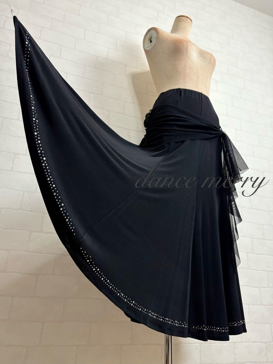 新品　豪華　社交ダンス　黒　スカート　パーティ　タンゴ　ワルツ　4764 新品 豪華 社交ダンス 黒 スカート パーティ 2303 タンゴ ワルツ