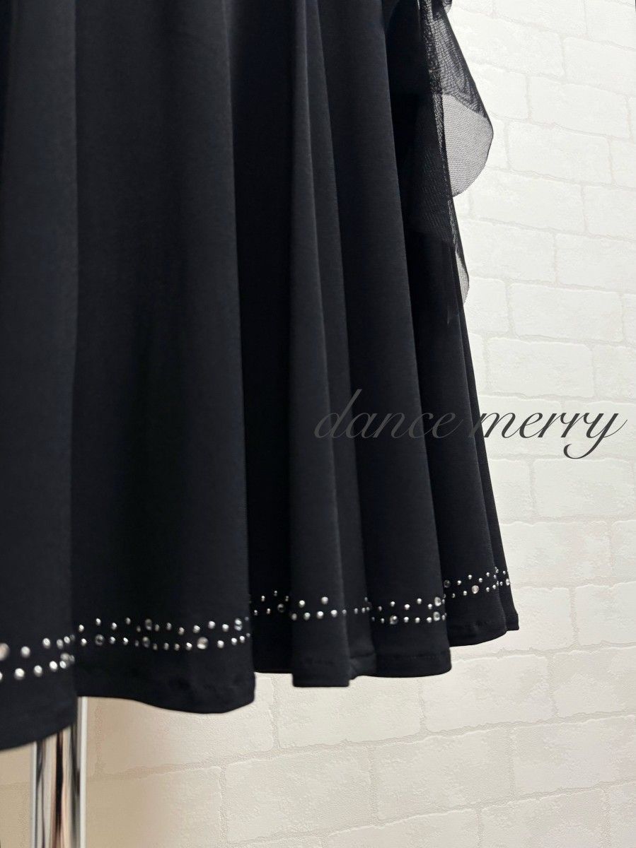 新品 社交ダンス 黒 スカート レッスン シンプル キラキラ パーティ