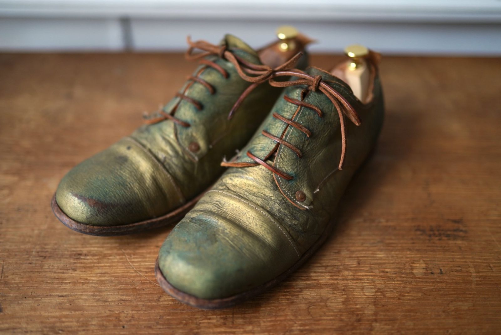 17AW PH7 レザーダービーシューズ ゴールド / Paul Harnden(ポール