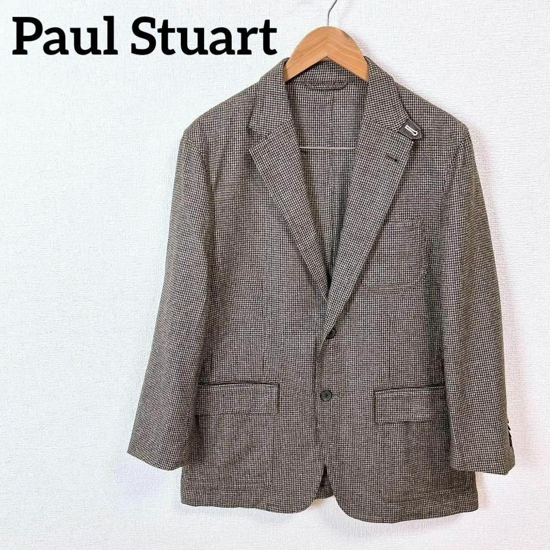 美品】PaulStuart L カシミヤ混ウールテーラードジャケット 千鳥格子