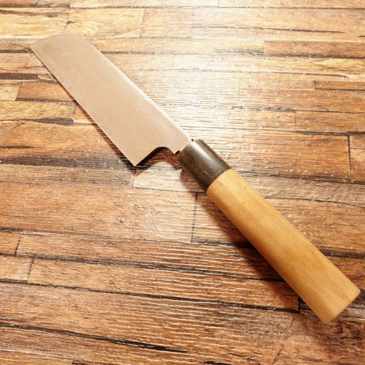 杉本 鎌薄刃包丁 研ぎ済 水牛柄 鎌型薄刃 片刃 菜切り 185mm - メルカリ