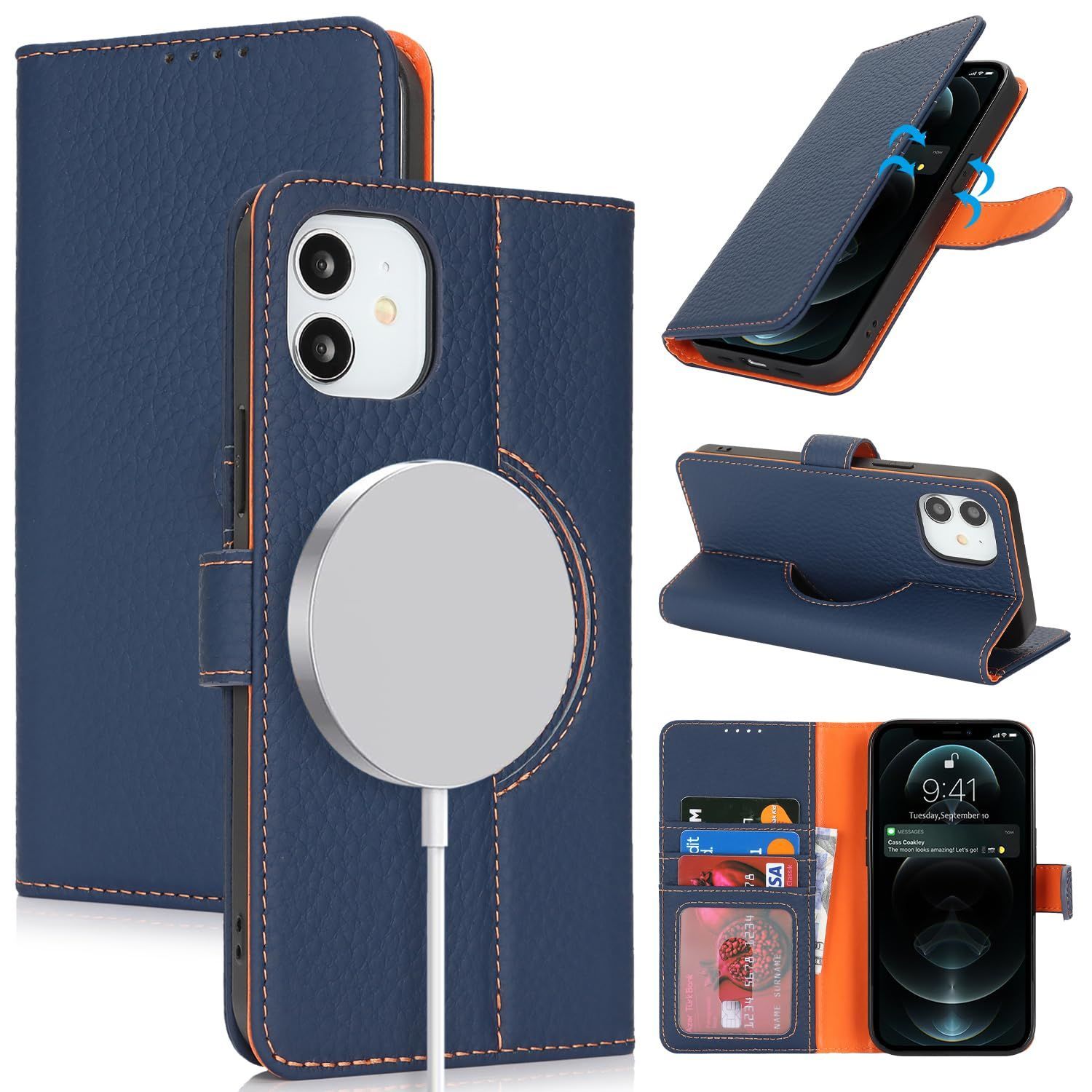 【数量限定】ケース 財布型 ケース カバー 充電対応 iphone Magsafe 12 12 pro 12pro 本革 本革 手帳型 手帳型 携帯スマホカバー iPhone 人気 iPhone おしゃれ for 内蔵マグネット 牛革 for Pro カード収