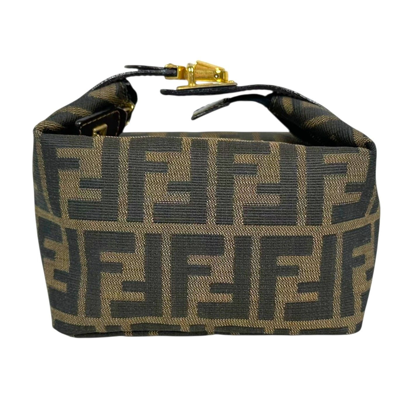 FENDI　ズッカ柄　アクセサリーポーチ　バニティバック　ゴールド金具　ポーチ FENDI】 フェンディ ズッカ ポーチ ハンドバッグ バニティバッグ