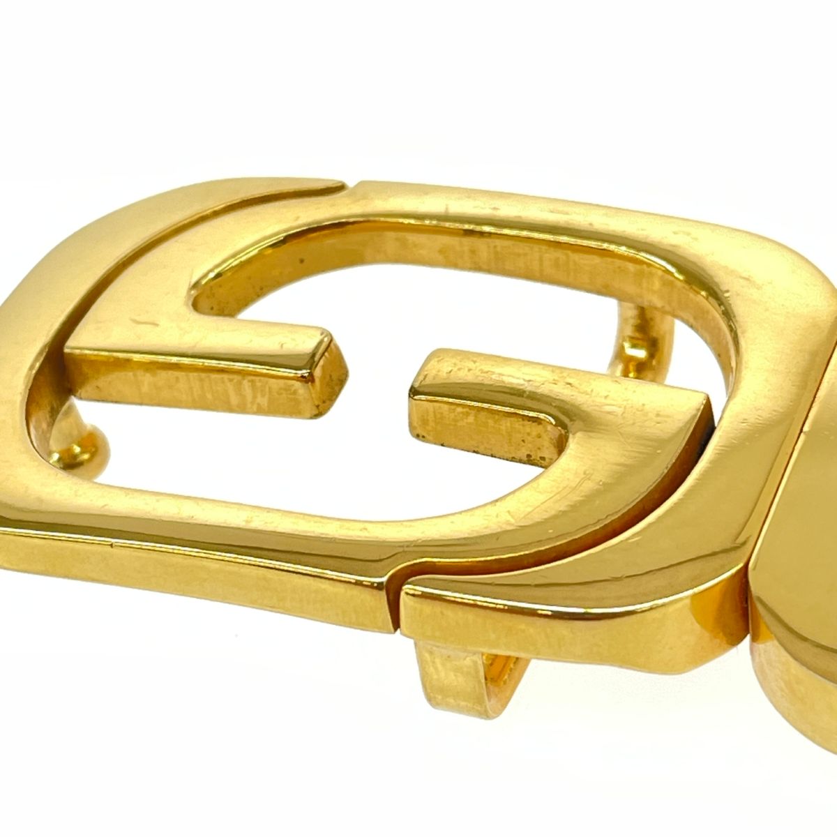 【美品】グッチ インターロッキング エナメル ベルト ゴールド ベージュ GUCCI グッチ ベルトバックルのみ インターロッキング/メタル/ゴールド