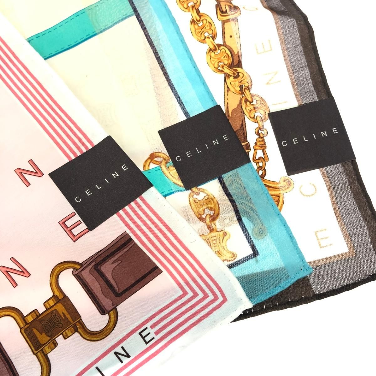 nao】新品 セリーヌ マカダム柄 ハンドタオル タオルハンカチ 4枚 nao