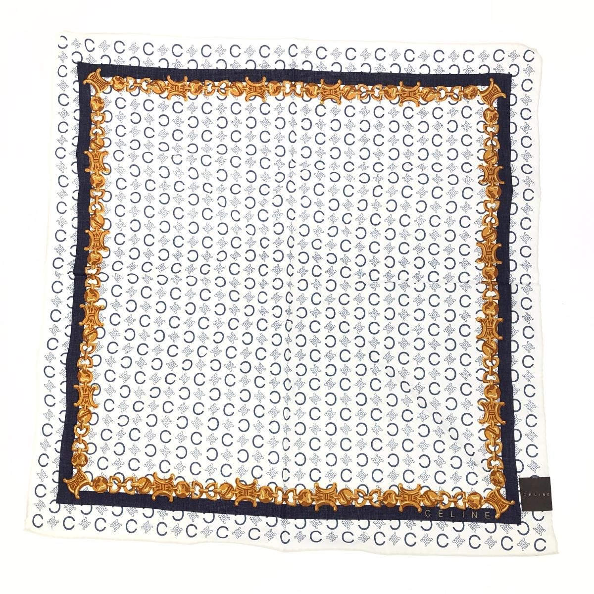 【ちびまるこ】CELINE セリーヌ タオルケット マカダム柄 ２個セット CELINE セリーヌ ハンカチ2枚セット マカダムC柄 ホワイト/ネイビー