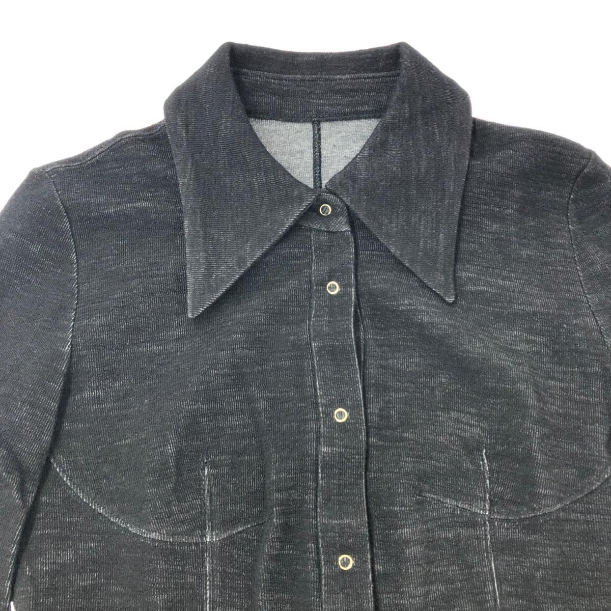 Mame Kurogouchi ネイビー長袖シャツ Mame Kurogouchi マメクロゴウチ ウールブレンドジャージーシャツ