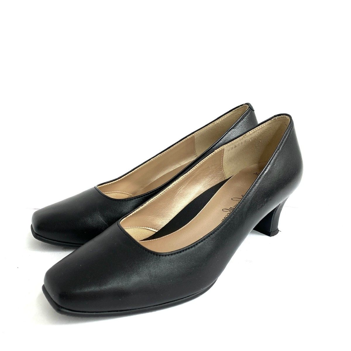 銀座カネマツ　レザー　ヒール　ブラック　23.5センチ 銀座カネマツ パンプス シューズ 靴 レディース 23サイズ ブラック
