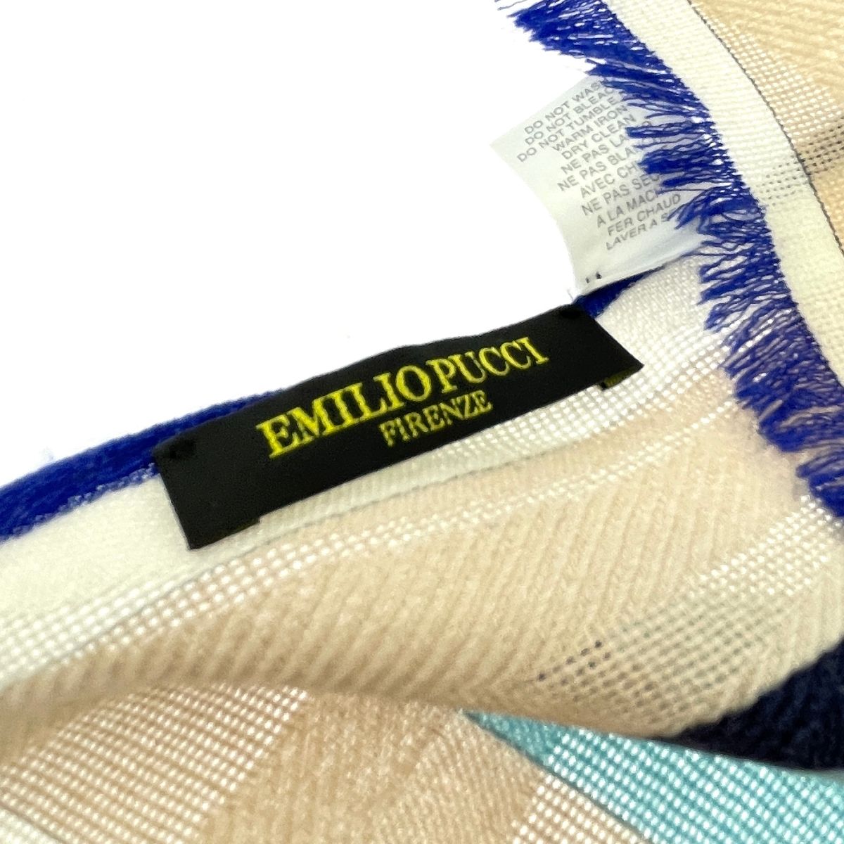EMILIO PUCCI エミリオプッチ　シルクウールストール EMILIO PUCCI エミリオプッチ ストール ウール/シルク ブルー