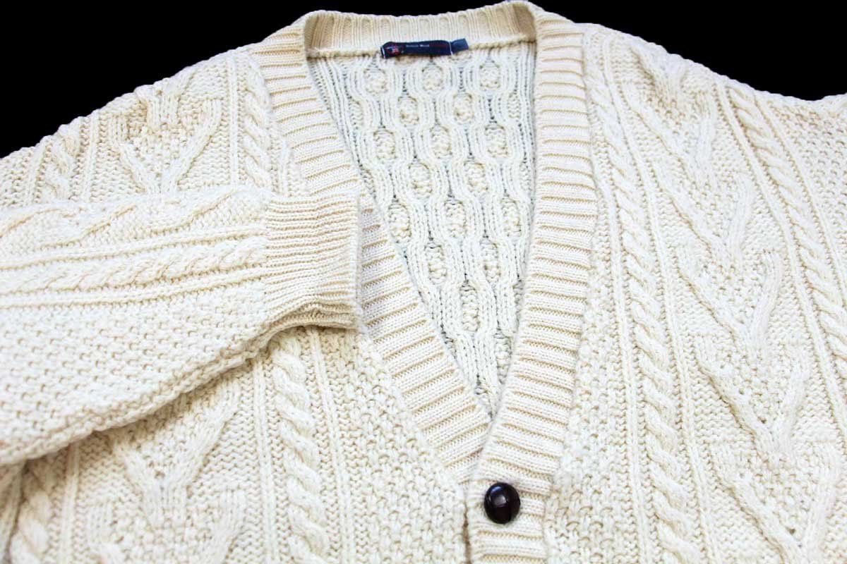 British Wool Naturally ケーブル編み ウールニット カーディガン