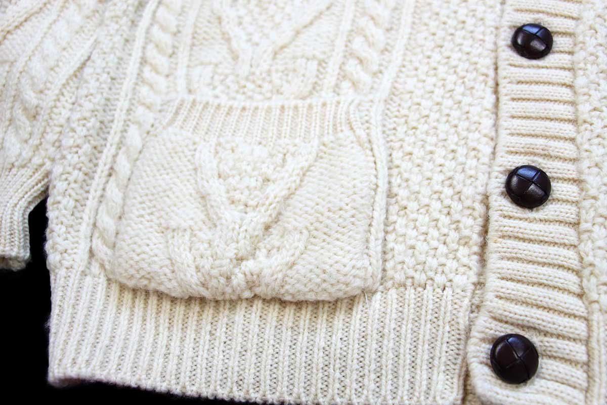 British Wool Naturally ケーブル編み ウールニット カーディガン 