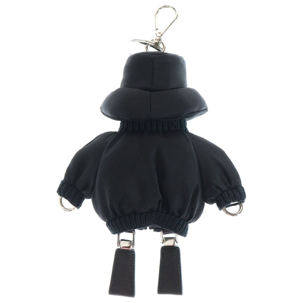 プラダ ブラックナイロンキーホルダー PRADA キーホルダー 黒 ナイロンキーリング