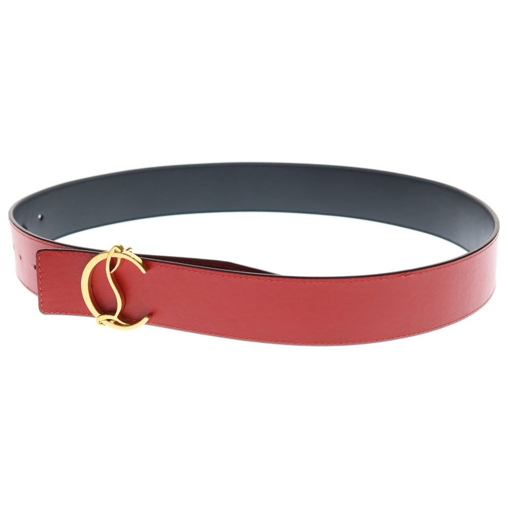 CHRISTIAN LOUBOUTIN クリスチャンルブタン CL Logo Belt カーフレザーベルト ブラック/ゴールド 中古・古着通販】Christian Louboutin (クリスチャン・ルブタン) CL