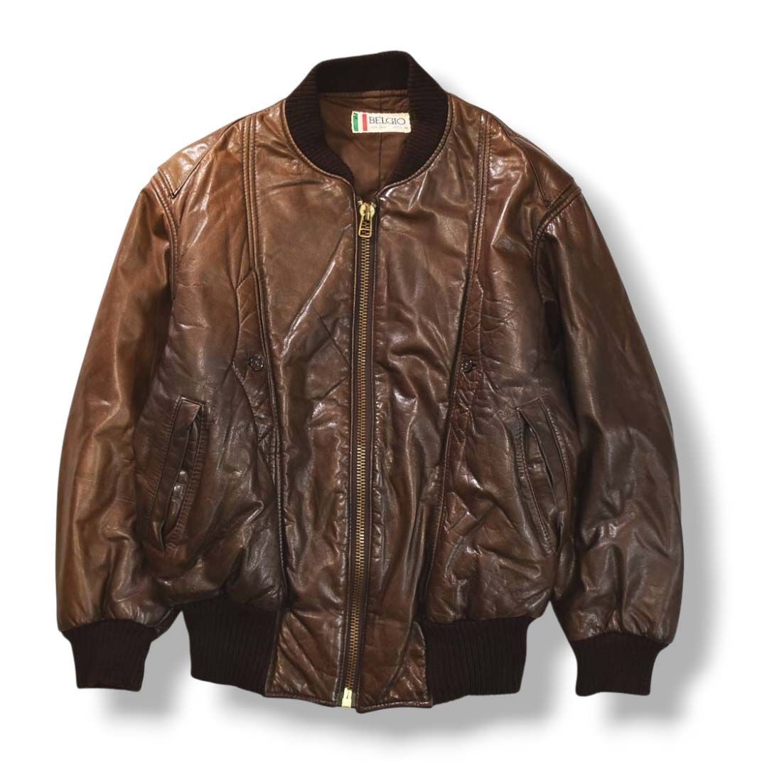 本革】 90s ヴィンテージ グラスメンズ GRASS MENS BELGIO 牛革 革