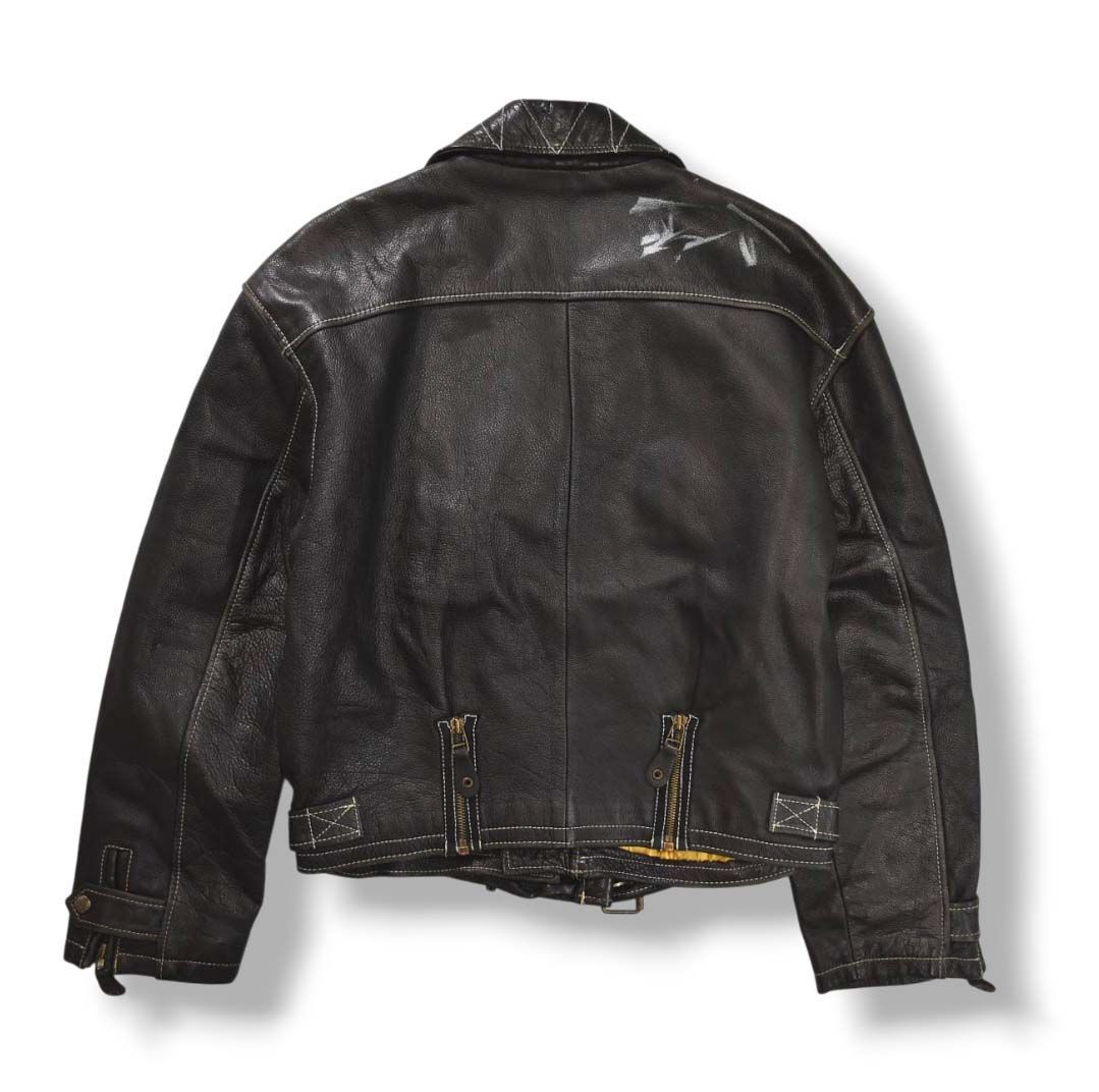 90s ヴィンテージ BONB SHELL 本革 ダブル ライダース ジャケット 裏地
