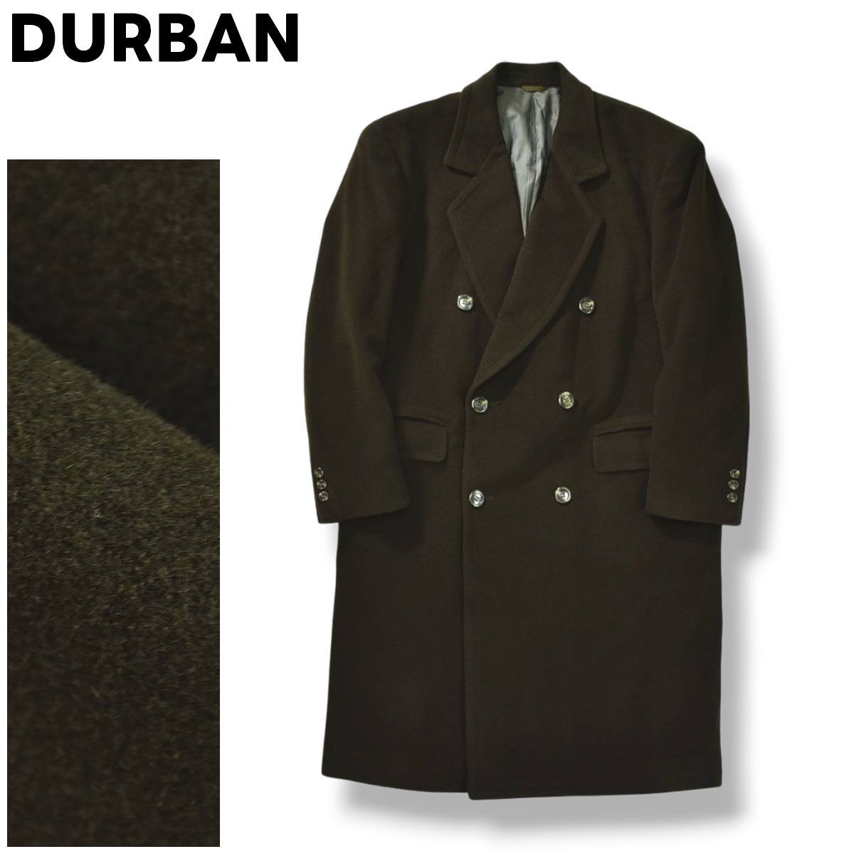 美品】 ダーバン DURBAN ダブル チェスター コート メルトン