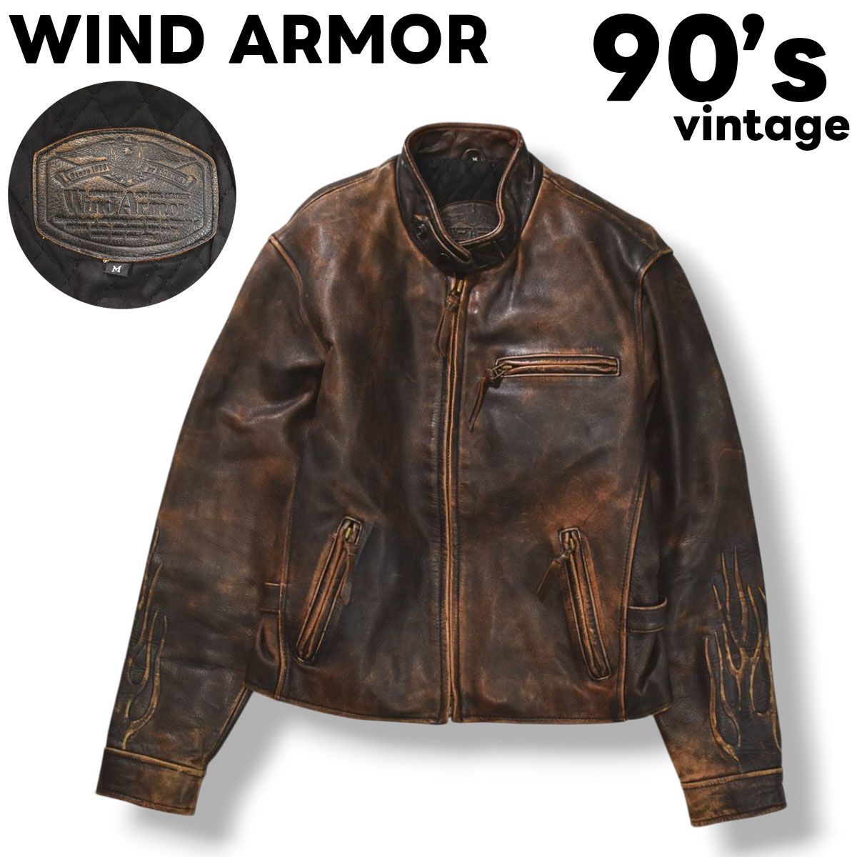 90s ヴィンテージ ウィンドアーマー WINDARMOR アメリカ製 牛革 レザー